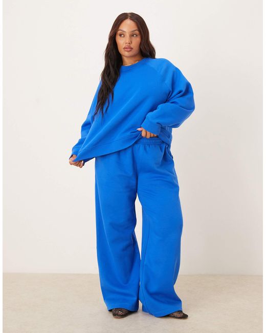 ASOS Blue Asos Design Curve Oversized Brushback Sweatshirt With Raglan Detail