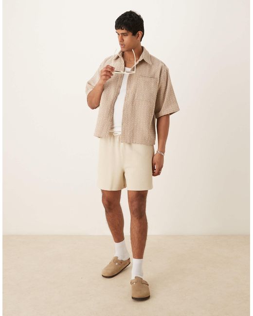 ASOS – texturierte oversize-shorts in Natural für Herren