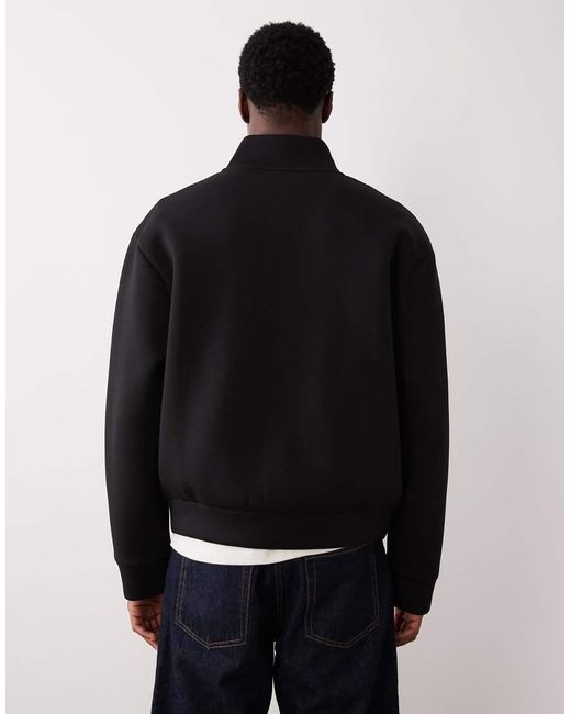 ASOS Black Heavyweight Scuba-style Fabric Relaxed Zip Through for men