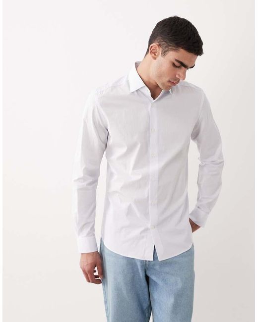 Mango White 100% Cotton Long Sleeve Shirt for men