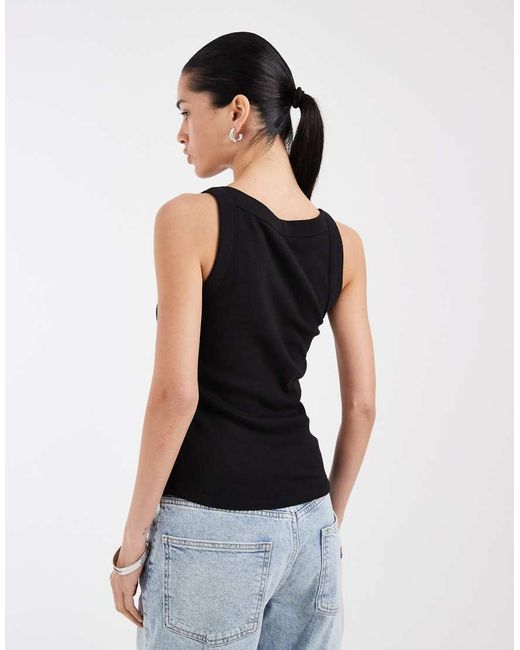 Tommy Hilfiger Black Essential Logo Slim Fit Rib Vest