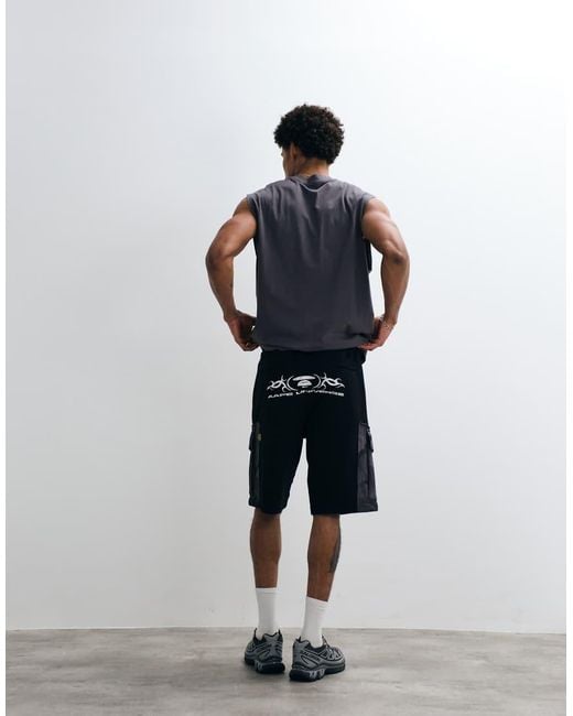 Aape By A Bathing Ape White Aape By A Bathing Ape Loose Fit Jersey Motocross Shorts for men
