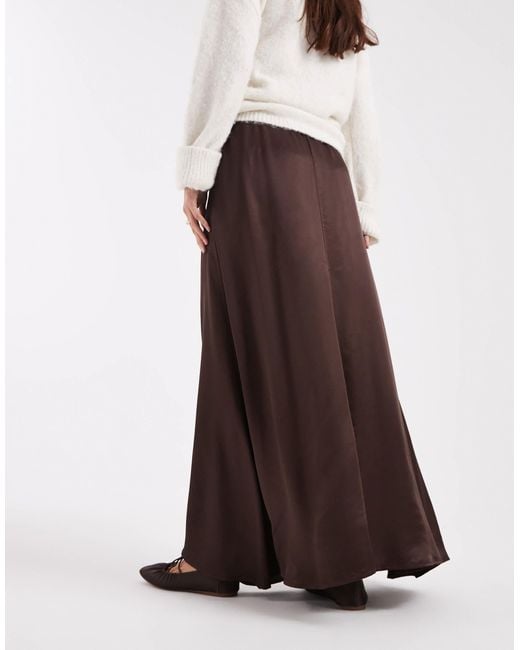 ASOS Brown Satin Volume Maxi Skirt