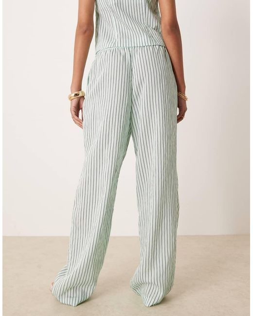 Mango Natural Straight Leg Striped Trouser With Elasticated Waist