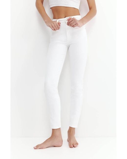 Pull&Bear White High-Waist Skinny Jeans