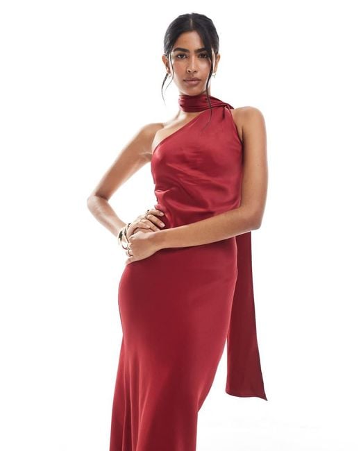 Maids To Measure Red Bridesmaid Multiway Scarf Neck Maxi Dress