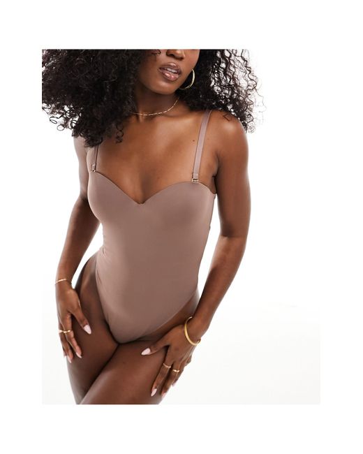 ASOS Brown All Day Smoothing Hidden Padded Underwired Body With Detachable Straps