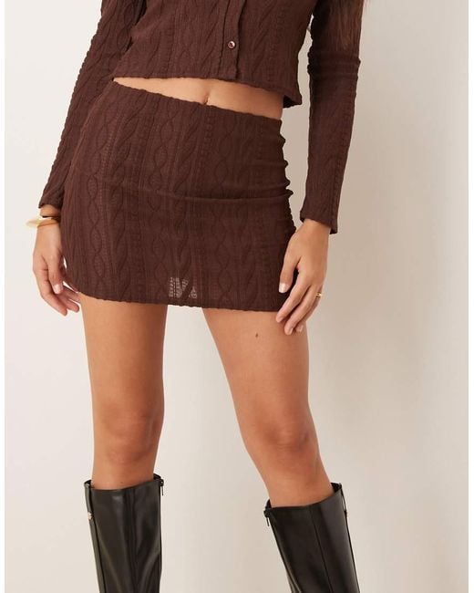 Minifalda Marrón De Punto De Ochos De (Parte De Un Conjunto) Miss Selfridge de color Brown