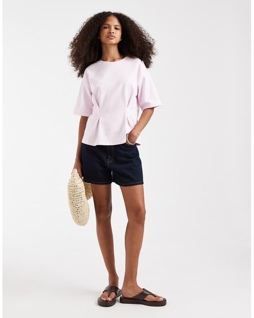 Pieces White Cinched Waist T-Shirt