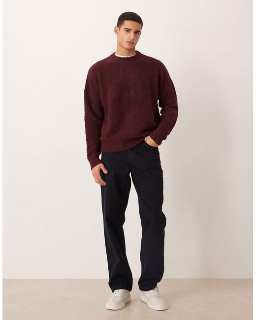ASOS – bouclé-strickpullover in Red für Herren