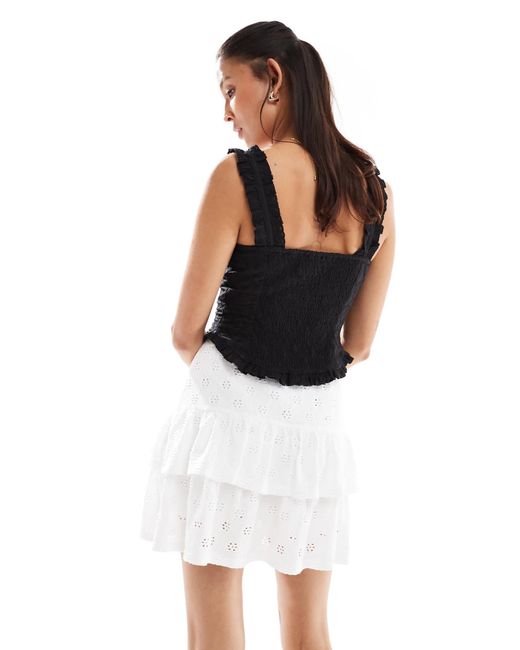 Miss Selfridge White Ruffle Detail Eyelet Skort