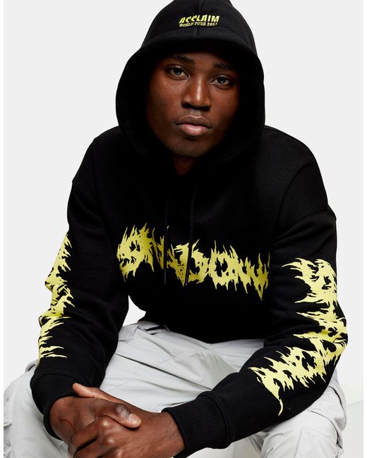 TOPMAN Shadow Print Hoodie in Black for 