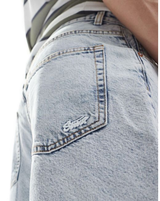 Pull&Bear – weite jeansshorts in Blue für Herren