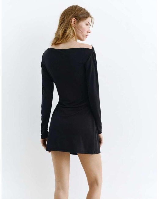 Pull&Bear Black Short Asymmetric Dress