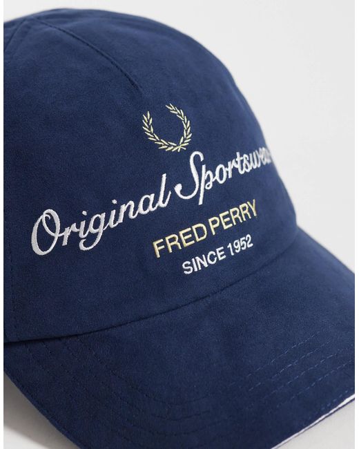 Fred Perry Blue Microfibre Piped Logo Cap for men