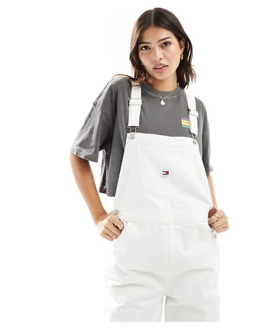 Tommy Hilfiger White Daisy baggy Dungarees