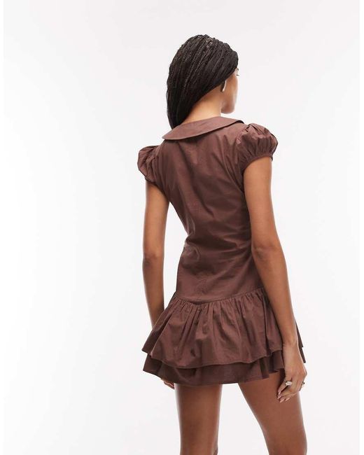 Collusion Red Shirt Dress With Micro Frill Skirt