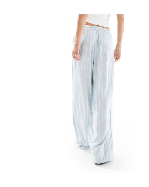 ASOS Blue Asos Design Tall Pull On Trouser With Linen