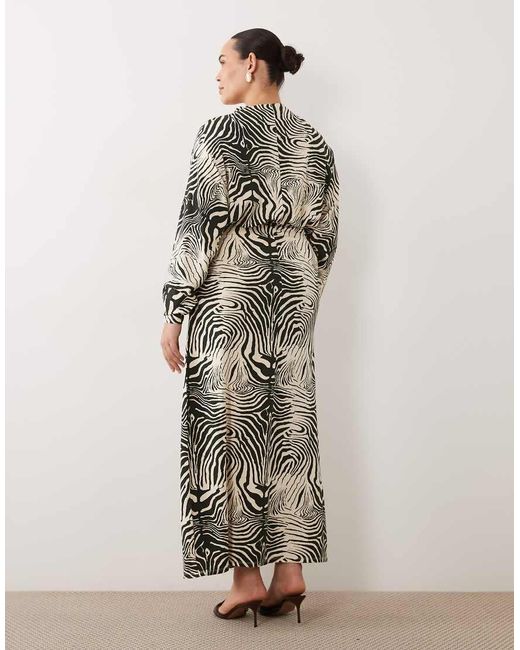 ASOS Brown Asos Design Curve Batwing Zebra Maxi Dress