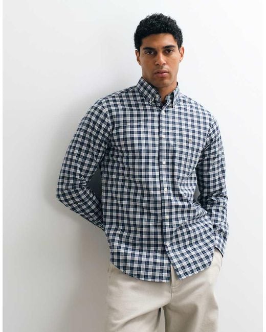 Gant Blue Regular Fit Check Poplin Shirt for men