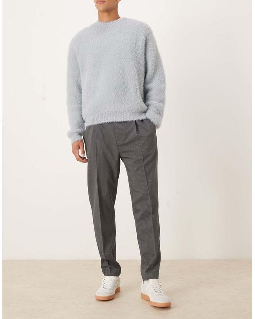 Pantalones De Vestir Grises De Corte Tapered Con Raya Diplomática Y Cinturilla Elástica En La Parte Trasera De ASOS de hombre de color Gray