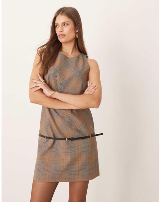 Mango Natural Sleeveless Tailored Mini Dress With Belt