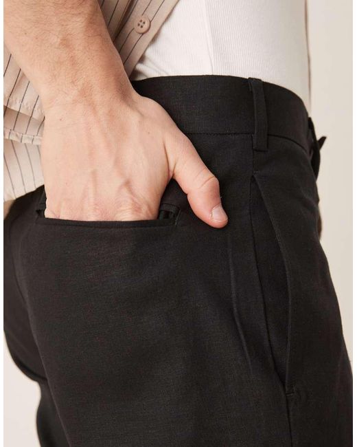 ASOS Black Tailored Slim Fit Linen Blend Pants for men