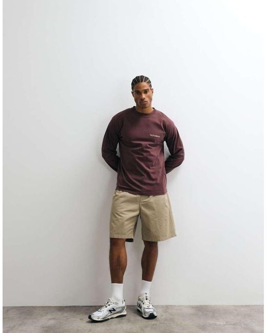 No Problemo Brown 100% Cotton Mini Logo Long Sleeve T-shirt for men