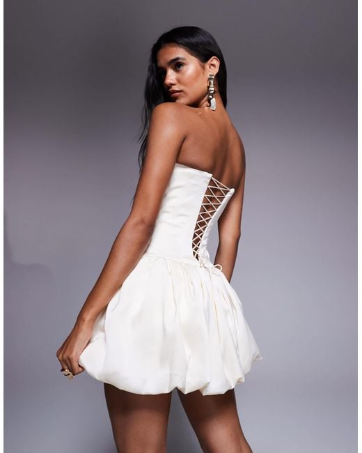 knee length dresses for ladies Oh Polly Strapless Embellished Mini Dress in ivory-White