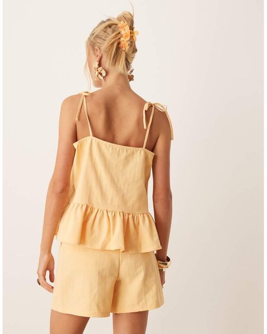 ASOS Natural Tailored Peplum Tie Strap Top Co-ord