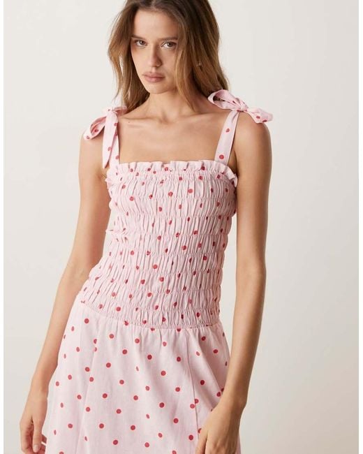 esmé studios Pink Esmee Tie Strap Shirred Maxi Beach Dress