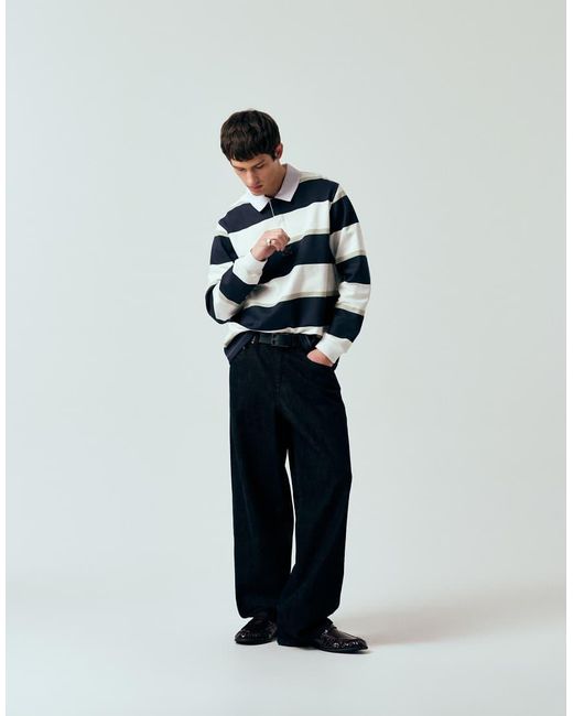 ASOS Blue Rugby Stripe Sweatshirt for men