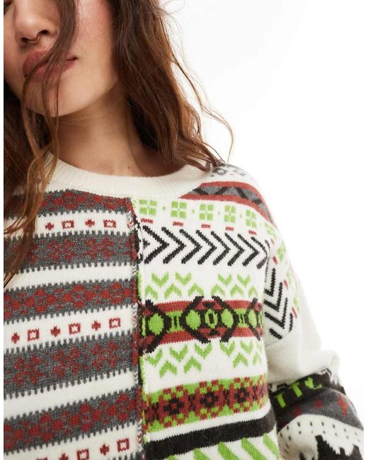 Daisy Street Multicolor Fairisle Split Knitted Jumper