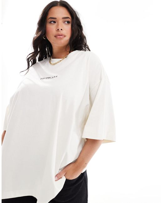 ASOS White Asos Design Curve Boyfriend Fit T-shirt With Tropicana Back Graphic