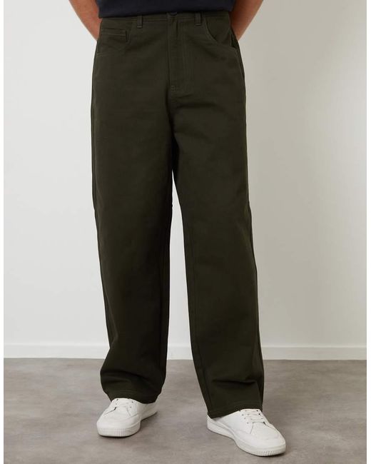 Threadbare Black Baggy Fit 5 Pocket Chino Trousers for men
