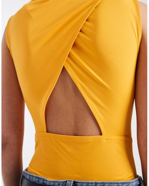 ASOS Orange Polyamide Slinky Open Back Racer Bodysuit