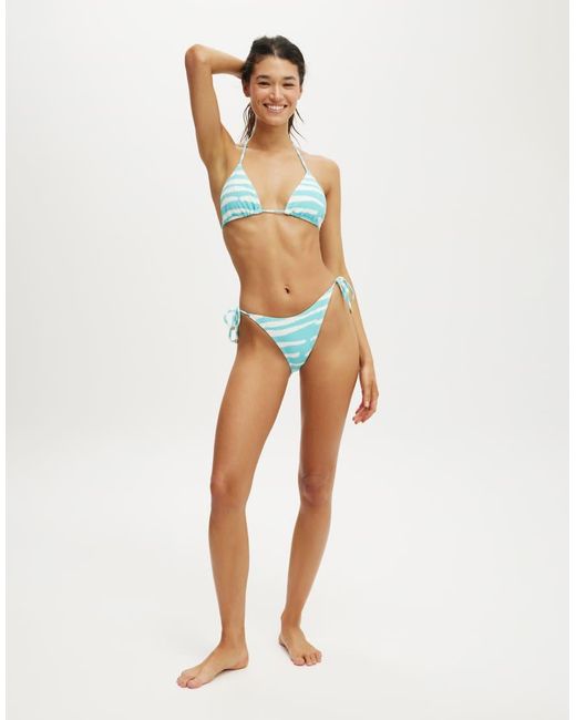 Cotton On Blue Fixed Tie Side Brazilian Bikini Bottom