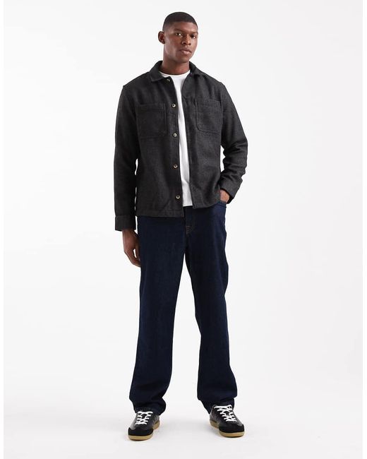 ASOS Black Wool Look Overshirt for men