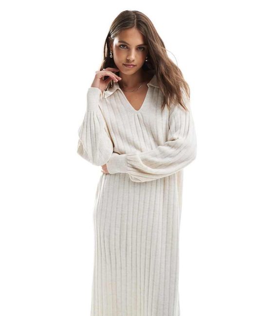 ONLY White Polo Neck Knitted Midi Dress