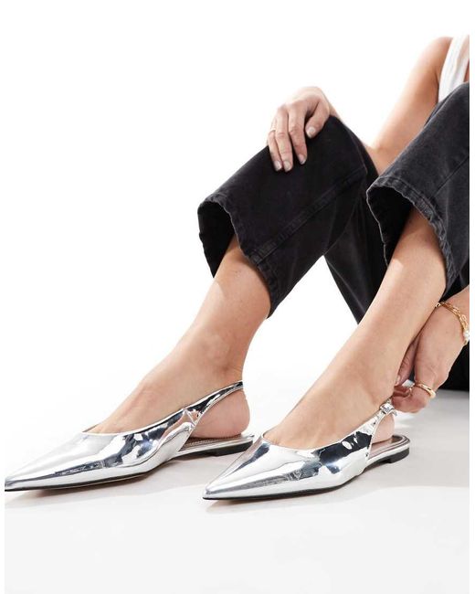 NA-KD Black Pointed Slingback Flat Shoes