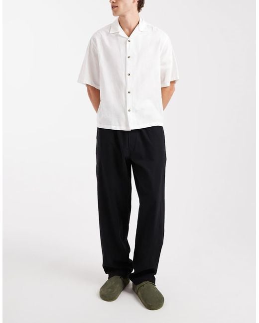 Jack & Jones Black Loose Fit Linen Mix Trouser for men