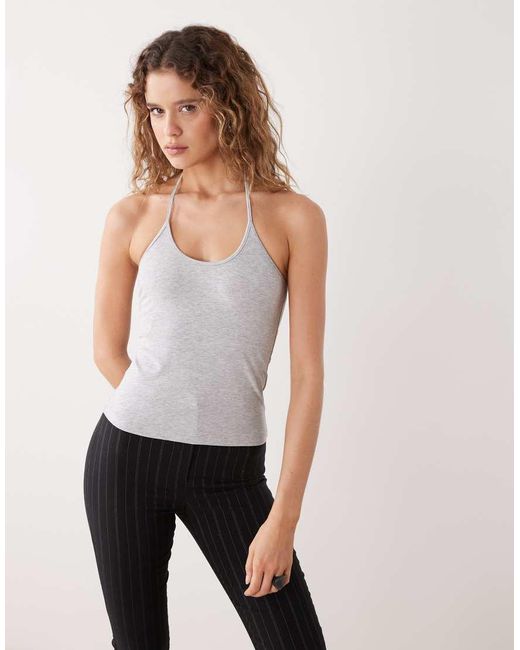 Weekday White Scoop Halter Neck Vest Top
