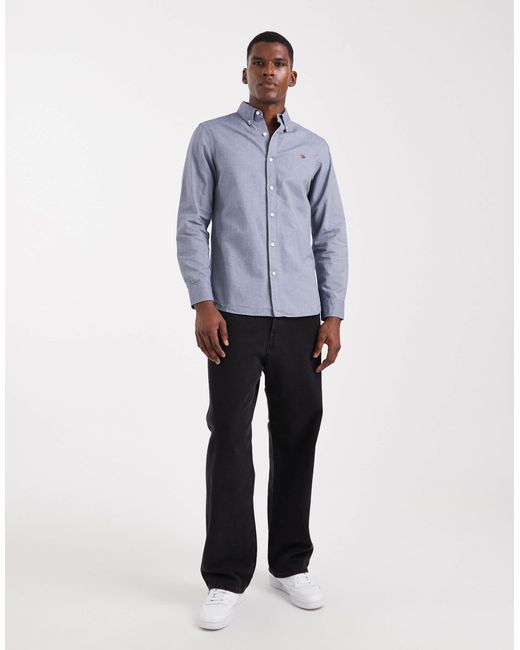 Superdry – classic – langärmliges oxford-hemd aus chambray in Blue für Herren