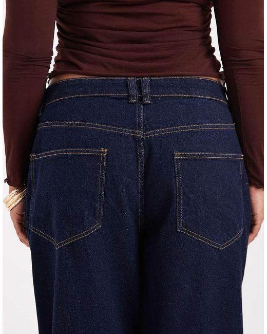 Vaqueros De Corte Barrel Slim Con Azul Tinta De Asos Design Curve-Azul Marino ASOS de color Blue