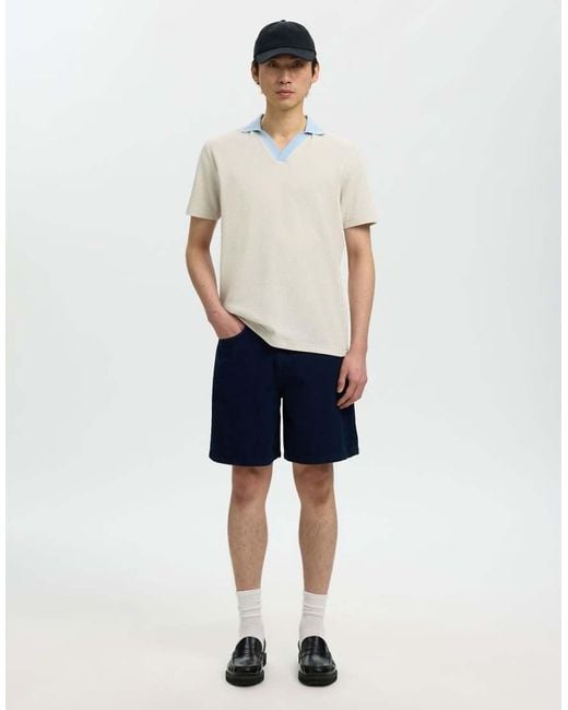 SELECTED White Polo Shirt for men