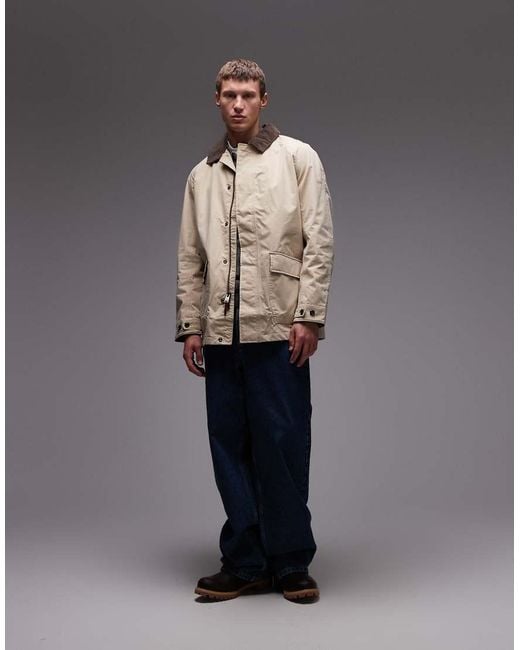 Timberland Multicolor Washed Barn Coat With Cord Collar for men