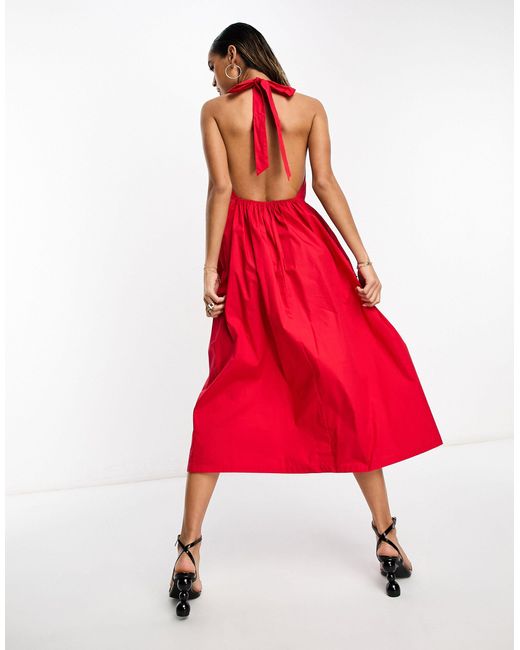 Never Fully Dressed Red – rückenfreies midaxi-kleid