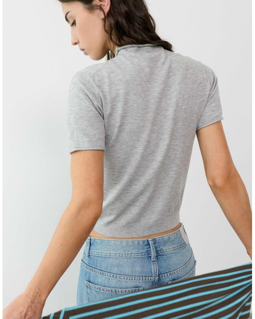Pull ajusté à manches courtes Pull&Bear en coloris Blue