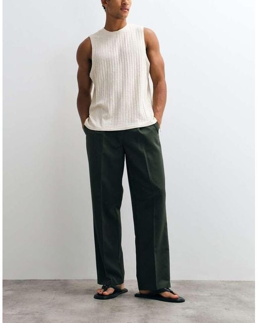 ASOS Green Pleated Wide Leg Dress Pants for men