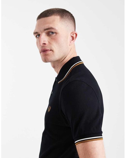Fred Perry Blue Twin Tipped Logo Polo Shirt for men